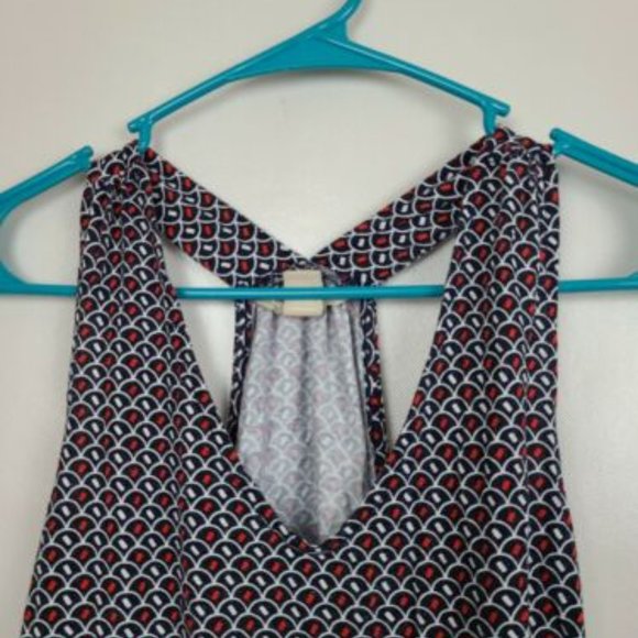 Banana Republic Racerback Tank Top XS Navy Red White Geometric Print - Picture 2 of 5